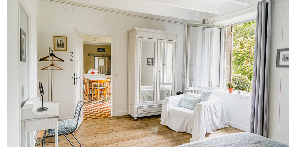 Chique slaapkamer, vakantiehuisje, Frankrijk