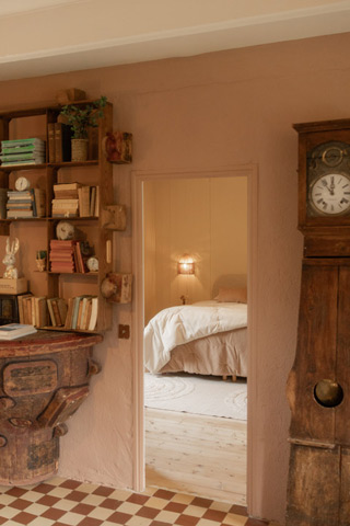 Double bedroom as seen from the living room of this character gîte