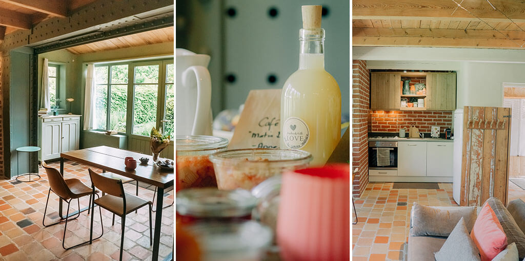 Coin repas, petit-déjeuner et cuisine du gîte