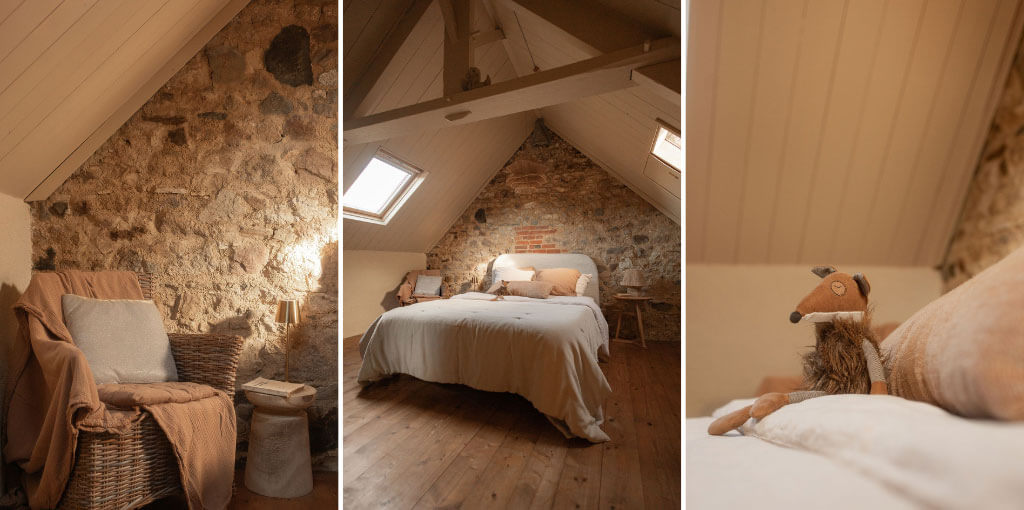 Chambre double sous les toits, ambiance douce, Bretagne